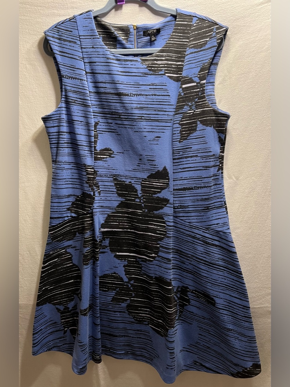Apt. 9 Blue & Black Floral Fit-and-Flare Dress